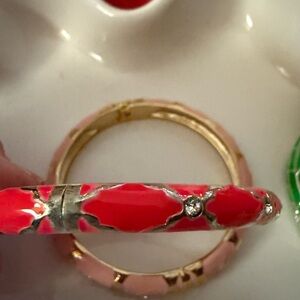 Sequin Enamel Hot Pink Hinged Bangle NWOT